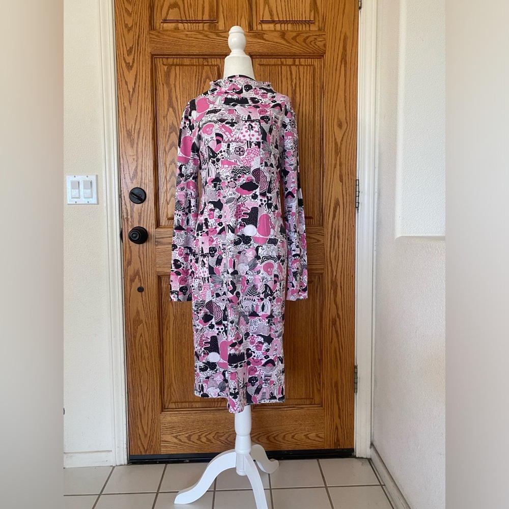 Nooworks Pink Halloween Print Knit Dress Large